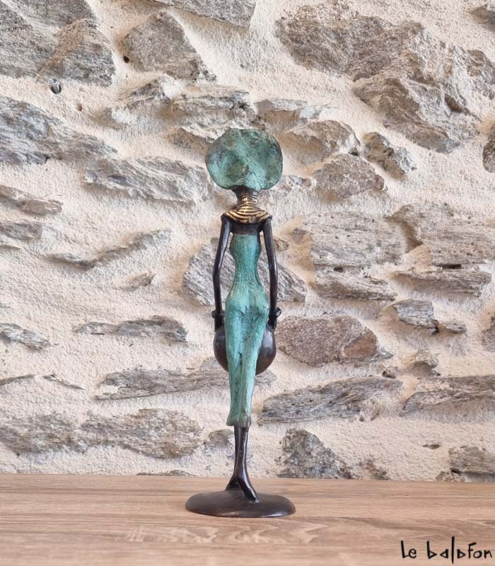 Sculpture en bronze 21 cm Vert d'eau 