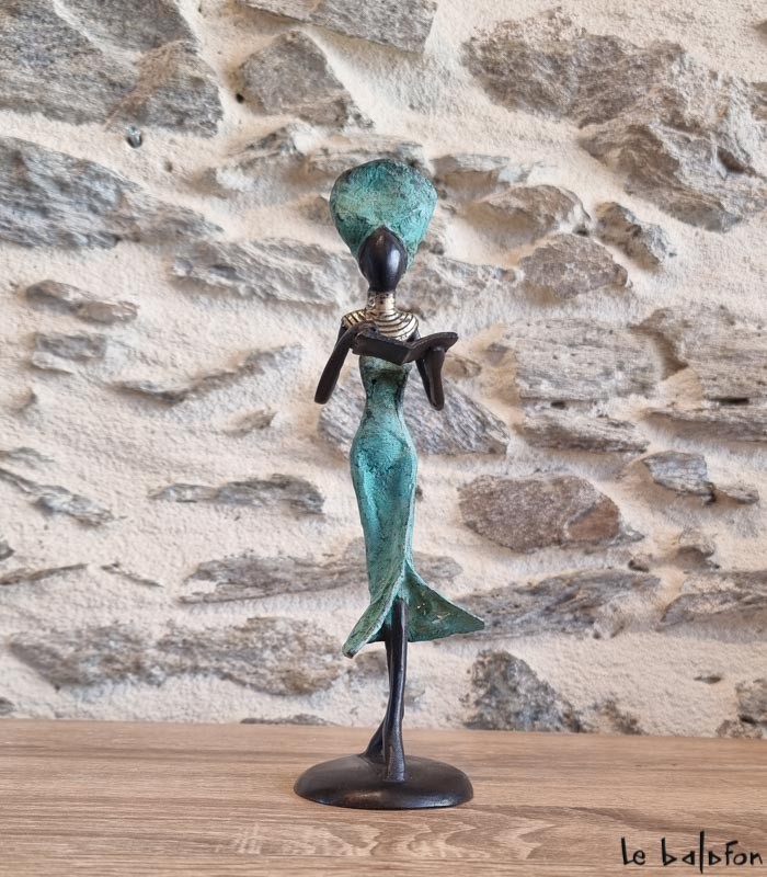 Sculpture en bronze 22 cm Vert d'eau 