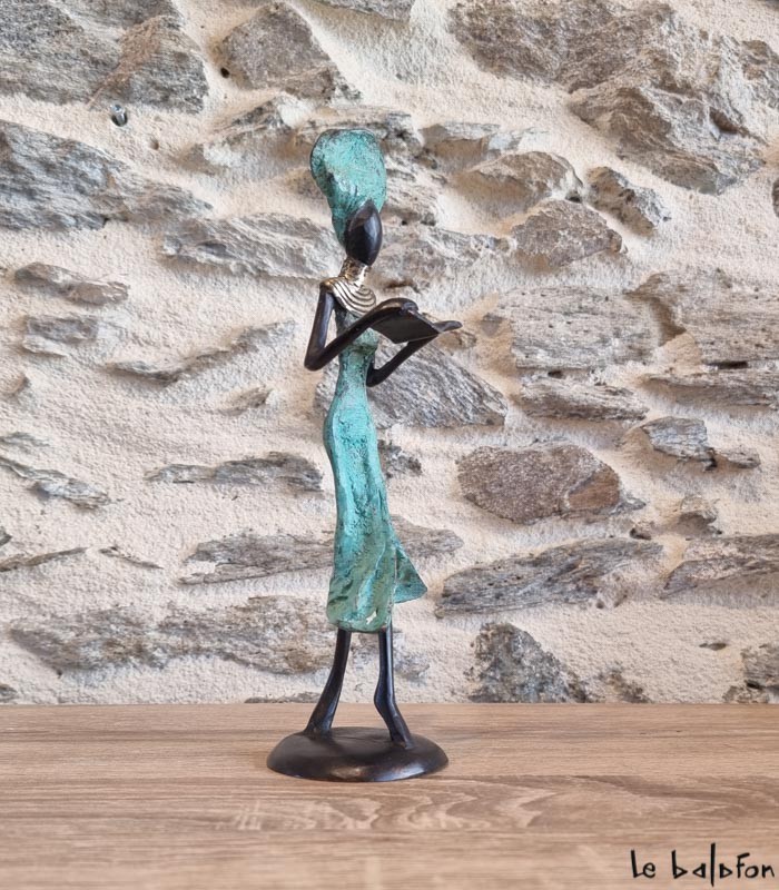 Sculpture en bronze 22 cm Vert d&#039;eau 