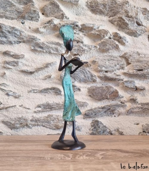 Sculpture en bronze 22 cm Vert d'eau 