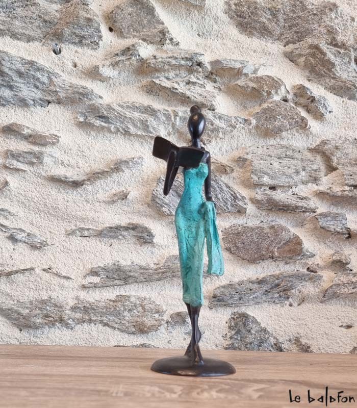 Sculpture en bronze 20 cm Vert d'eau