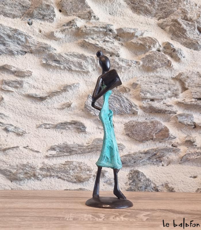 Sculpture en bronze 20 cm Vert d&#039;eau 