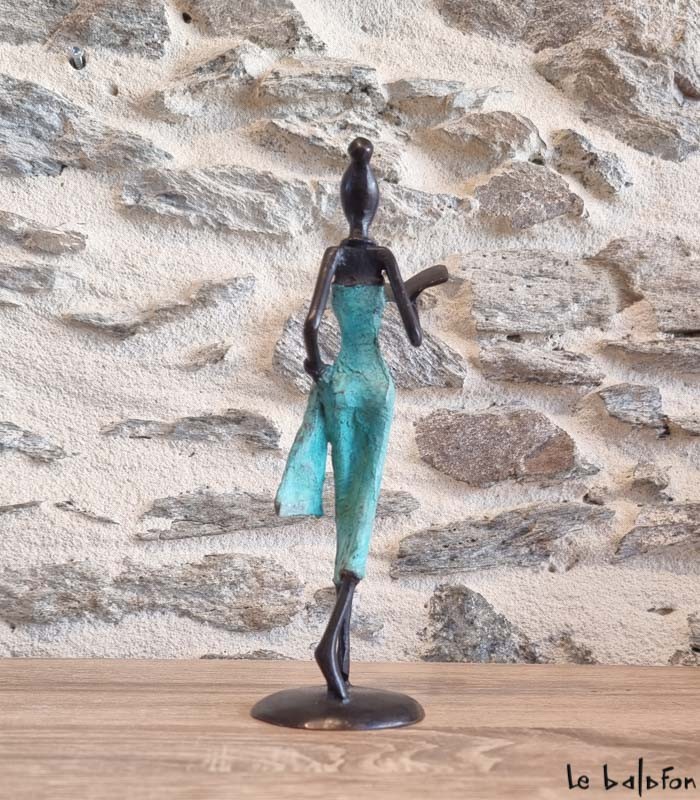 Sculpture en bronze 20 cm Vert d'eau 