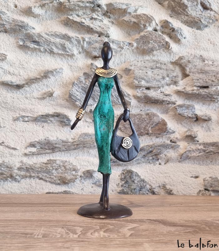 Sculpture en bronze 20 cm Vert