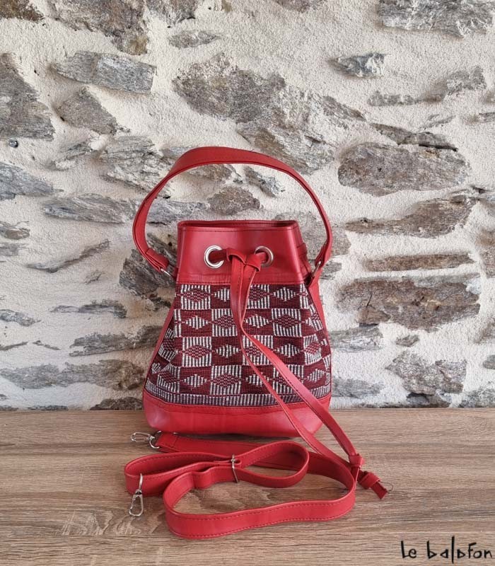 Sac Bourse artisanal en pagne tissé Manjak 