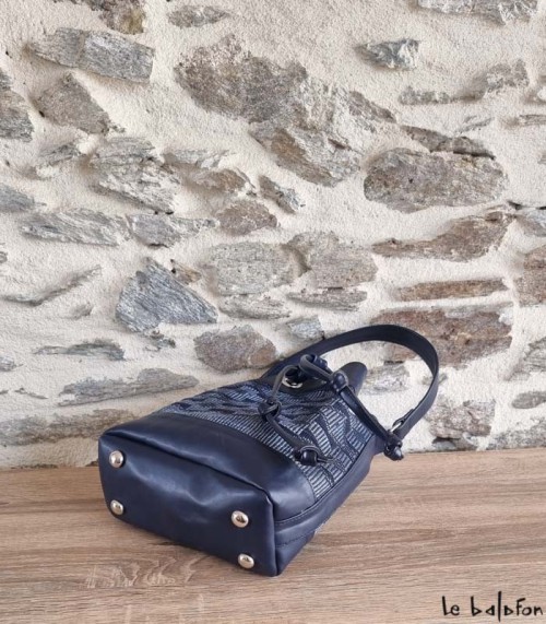 Petit Sac Bourse ethnique bleu en pagne tissé Manjak - 3