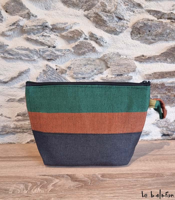 Trousse artisanale en pagne tissé Manjak–Accessoire éthique (Dupliqué) - 5