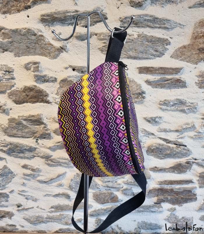 Sac banane artisanal coloré rose et violet - 1