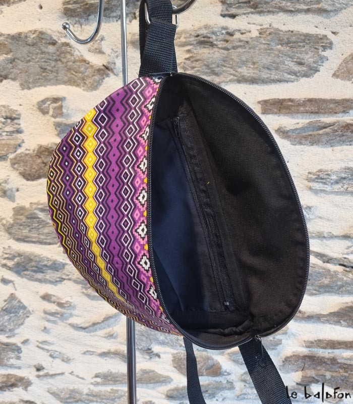 Sac banane artisanal coloré rose et violet - 2