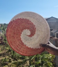 Set de table rond rouge et blanc