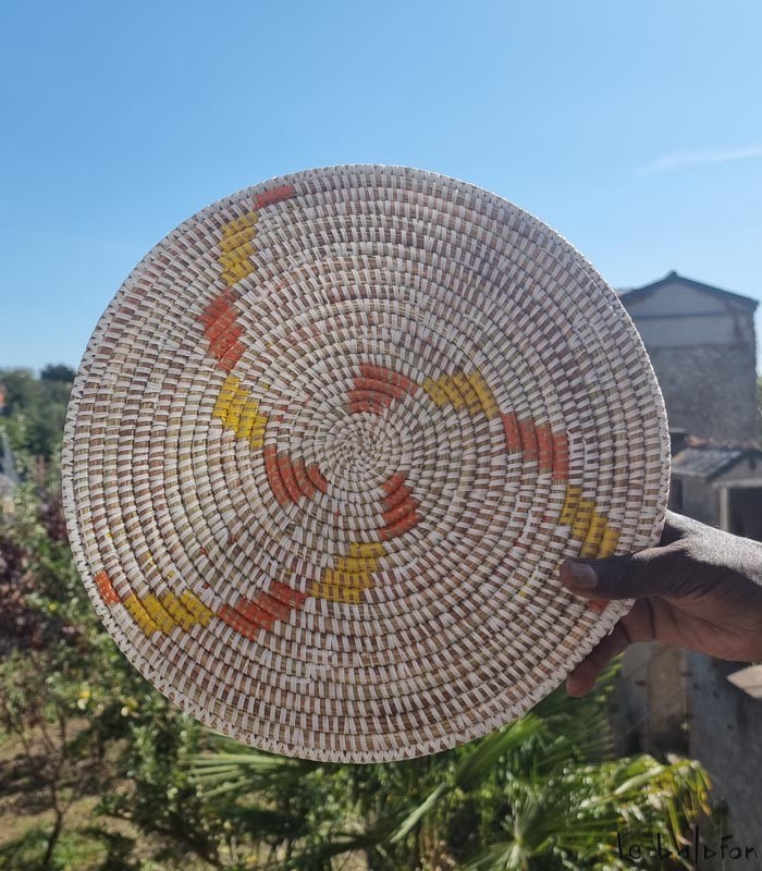 Set de table rond blanc, jaune et orange - 1