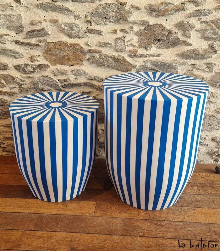 AYLA bleu–Tabouret artisanal Art Déco - 1