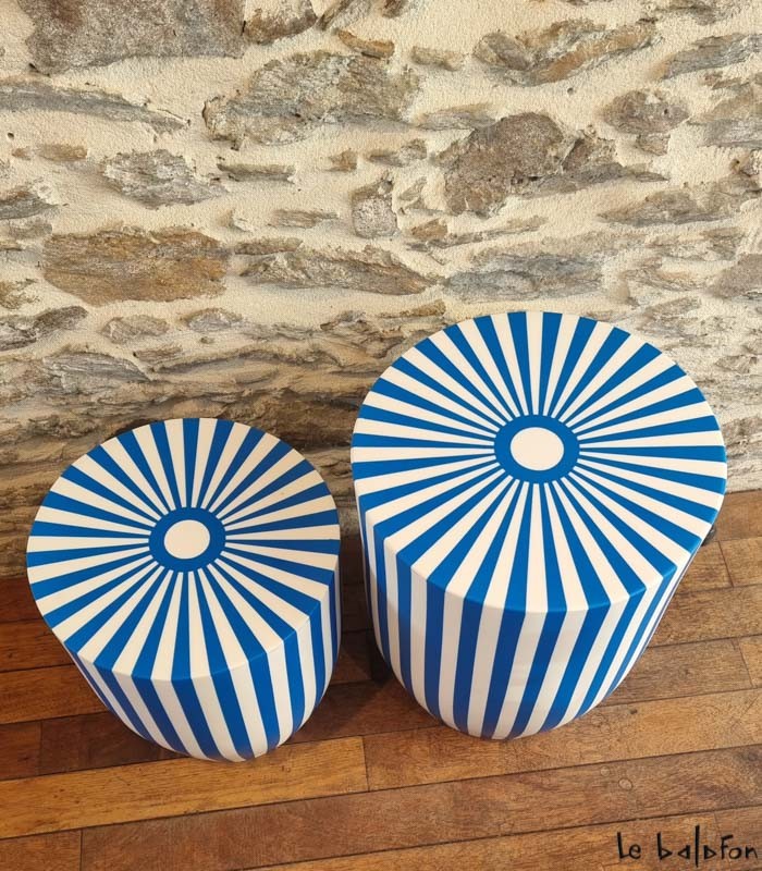 AYLA bleu–Tabouret artisanal Art Déco - 2