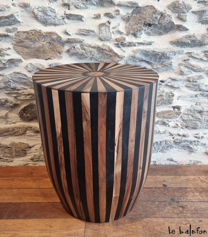 AYLA Bout de canapé rayé noir et marron - 2