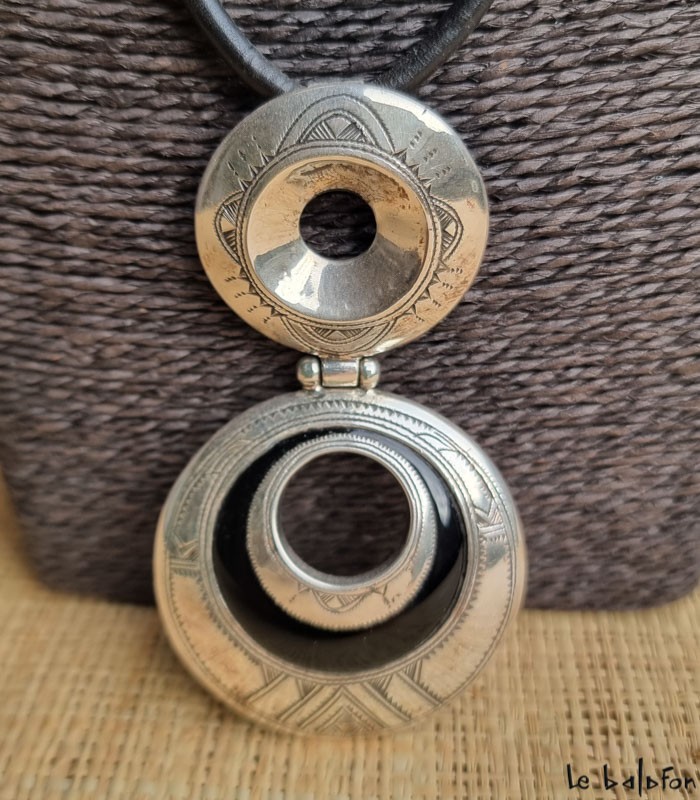 Collier Touareg pendantif onyx Ebele - 2