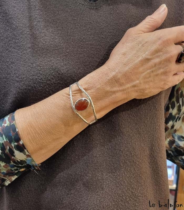 Bracelet Touareg argent & agate–Élégance artisanale seventies-Chima - 4