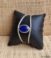 Bracelet Touareg Chike Argent & Agate bleue–Esprit bohème Seventies