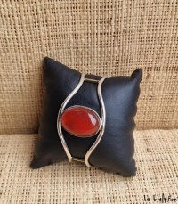 Bracelet Touareg Chidi manchette Argent & Agate–Bijou vintage Seventies
