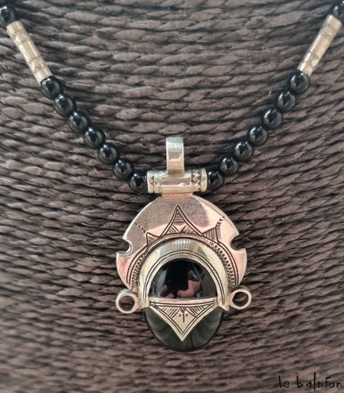 Collier Touareg pendentif noir Dayo - 2