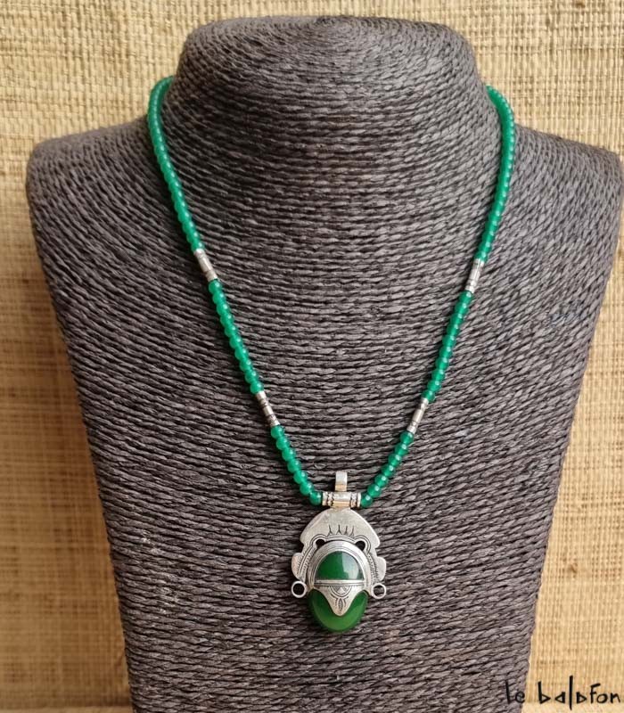 Collier Touareg pendentif bleu - 1