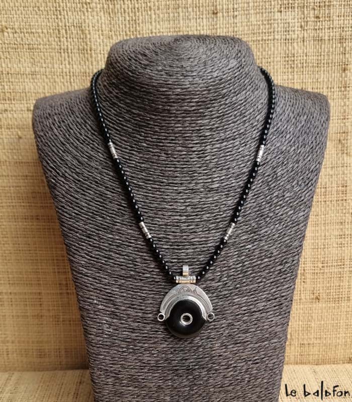 Collier Touareg Argent et onyx - 1