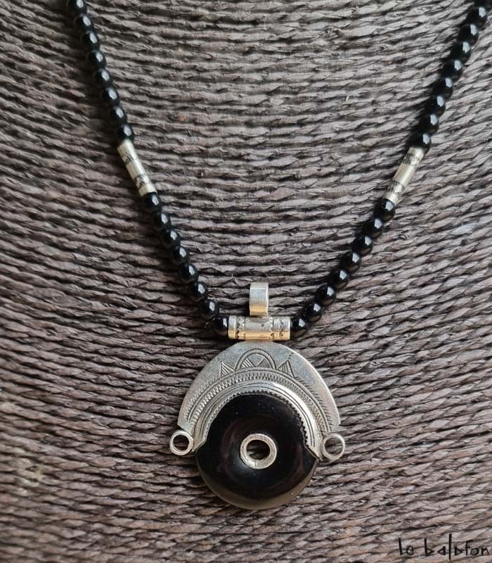 Collier Touareg médaillon argent et agathe - 2