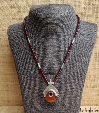Collier Touareg pendentif argent & agate Niamé