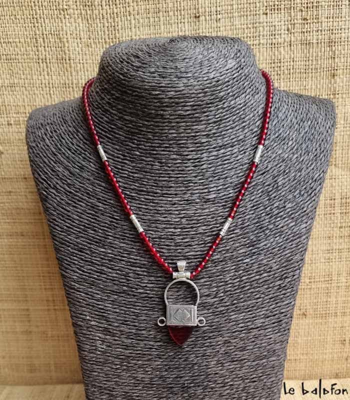 Collier Touareg Argent et oeil de tigre - 1