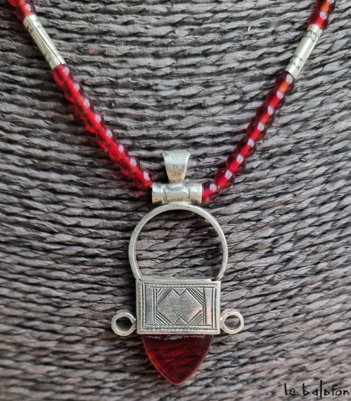 Collier Touareg Argent et oeil de tigre - 2