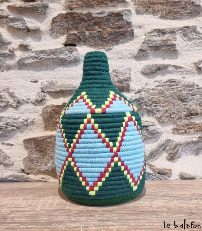 Boîte Berbère tressée en Fibres Végétales & Laine – Pièce Artisanale colorée (Dupliqué) - 1