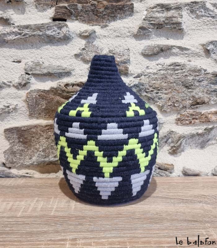 Boîte Berbère de Rangement en Fibres Végétales et Laine (Dupliqué) - 1