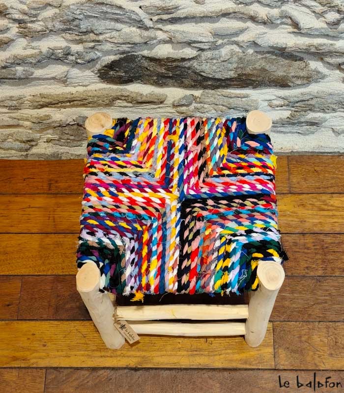 Tabouret en Boucherouite – Pièce Unique Artisanale - 2