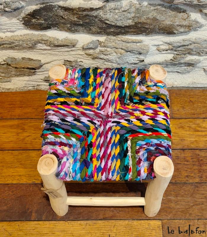 Tabouret Boucherouite coloré - 2