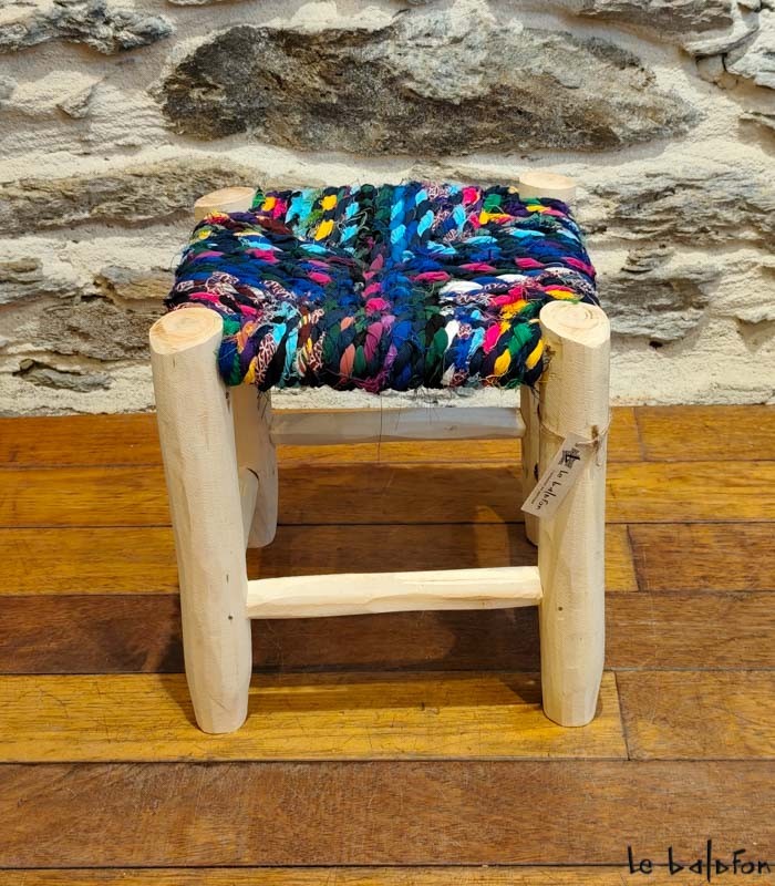 Tabouret Boucherouite coloré - 1
