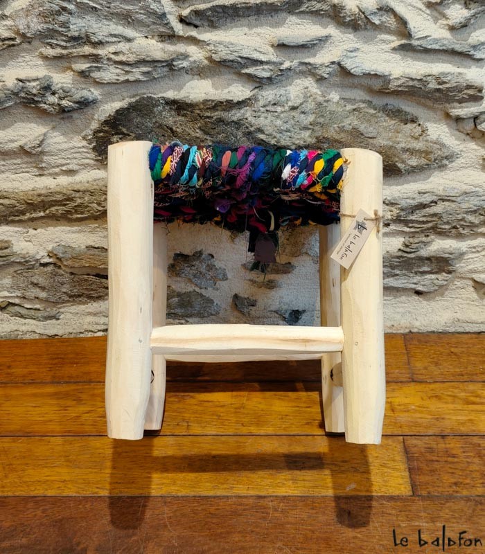 Tabouret Boucherouite coloré - 3