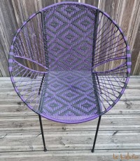 Chaise de jardin violet et noir motifs losange