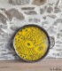 Plateau rond jaune, métal recyclé, collection Saya