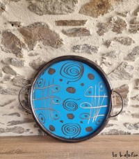 Plateau métal bleu ciel collection Saya