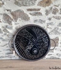 Plateau rond métal noir collection Saya