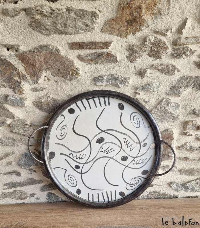 Plateau rond blanc collection Saya D38 - 1