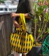 Sac rond en tissu wax graphique jaune et noir Artisanat du Sénégal - 3