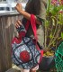 Sac rond en tissu wax rouge, noir & blanc Artisanat du Sénégal - 3