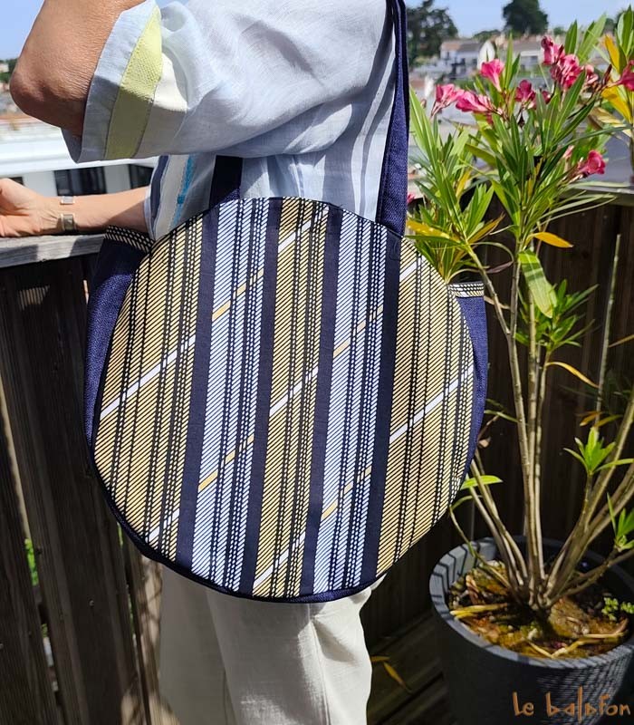 Sac rond en tissu wax "Baoulé" Artisanat du Sénégal - 3