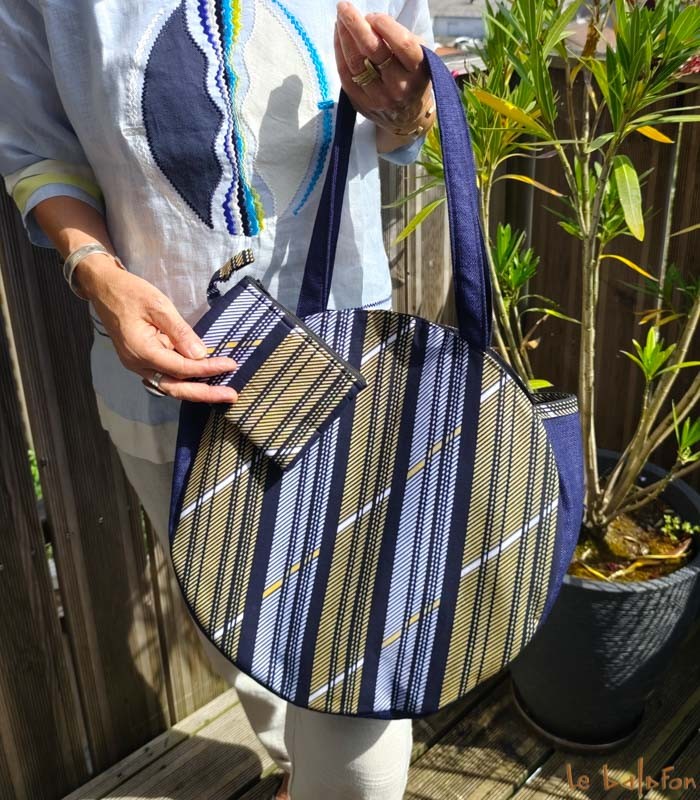 Sac rond en tissu wax "Baoulé" Artisanat du Sénégal - 3