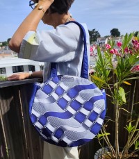 Sac rond en tissu wax "bord de mer" Artisanat du Sénégal