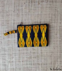 Porte-monnaie en wax graphique jaune et noir