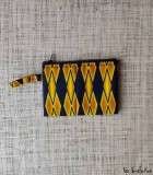 Porte-monnaie en wax graphique jaune et noir - 1