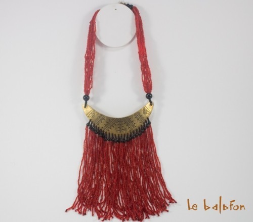 collier ethnique à franges pendentif laiton