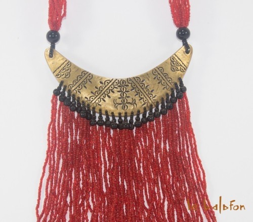collier ethnique à franges pendentif laiton