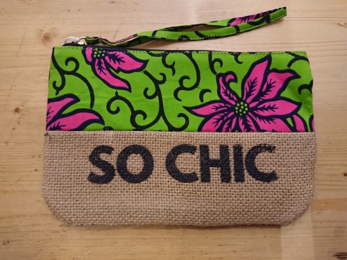 Pochette wax et toile de jute